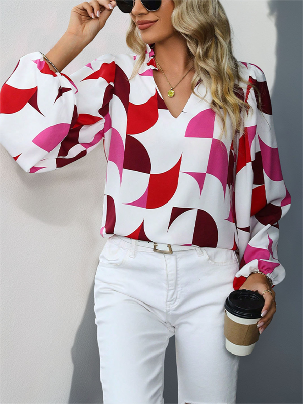 Geometric Print Long Sleeve Shirt