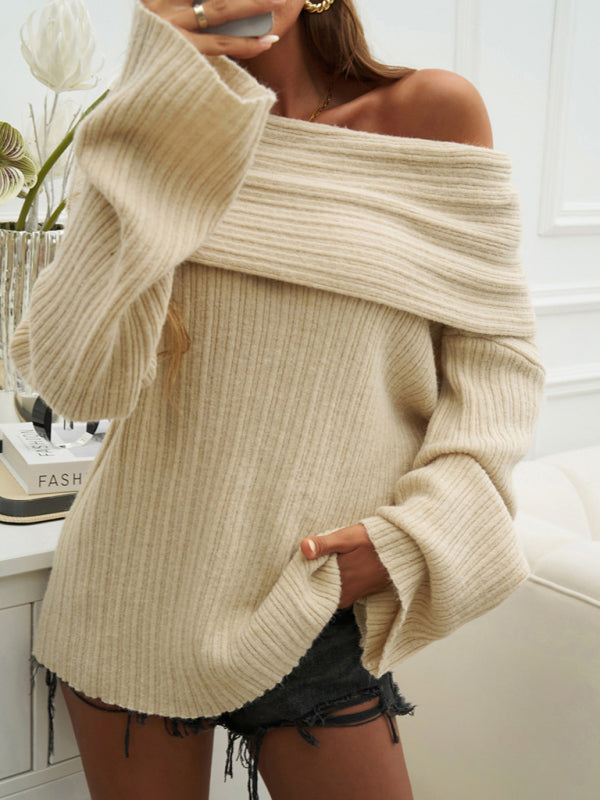 Off-the-shoulder Loose Long Sleeve Sweater