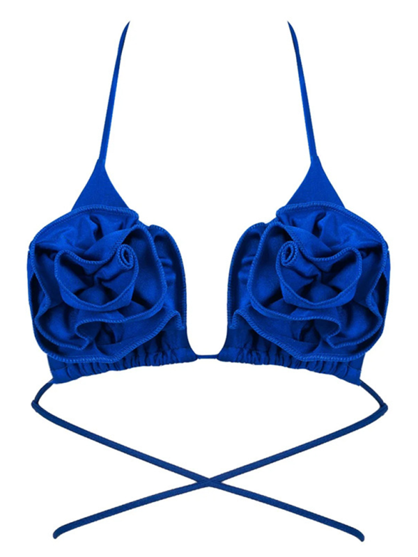 3D Large Flower Strap Two-piece Bikini Set