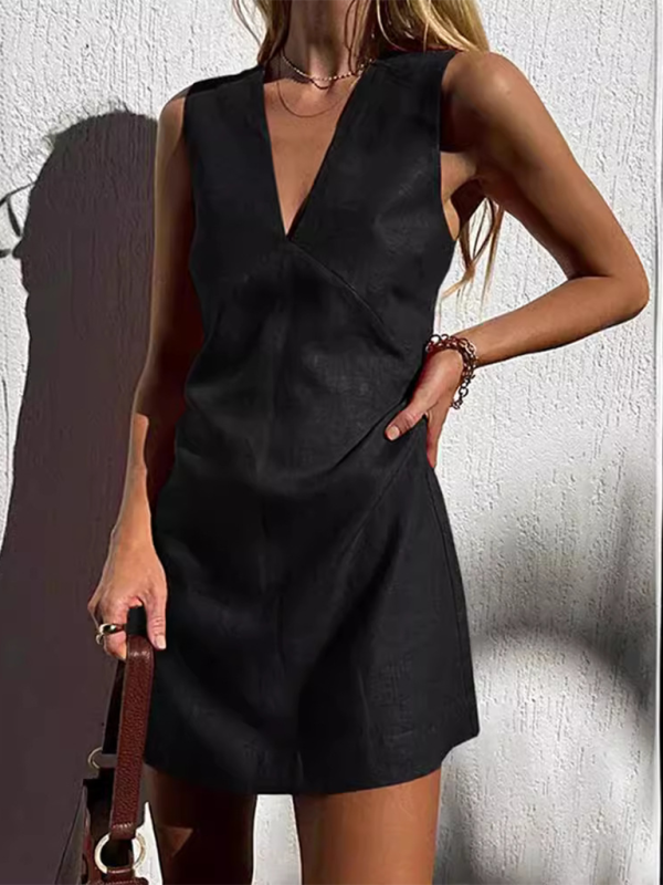 V-neck Sleeveless Mini Dress