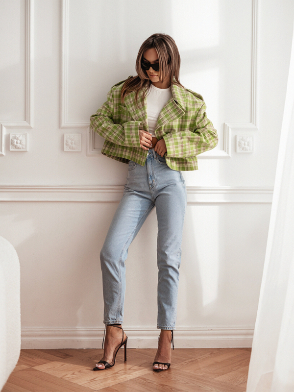 Plaid Woolen Short Jacket