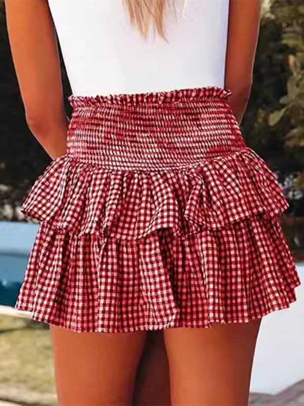 Ruffle Plaid High-waist Mini Skirt