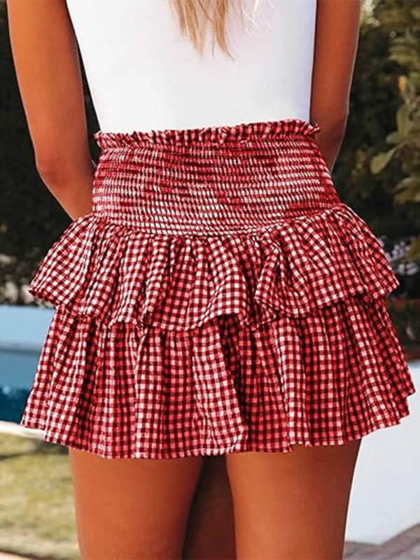 Ruffle Plaid High-waist Mini Skirt