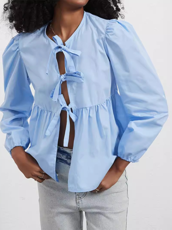 Lace-Up Loose Shirt Top