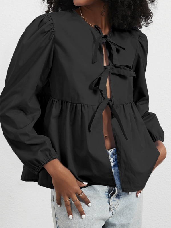 Lace-Up Loose Shirt Top