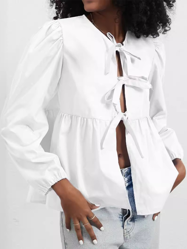 Lace-Up Loose Shirt Top