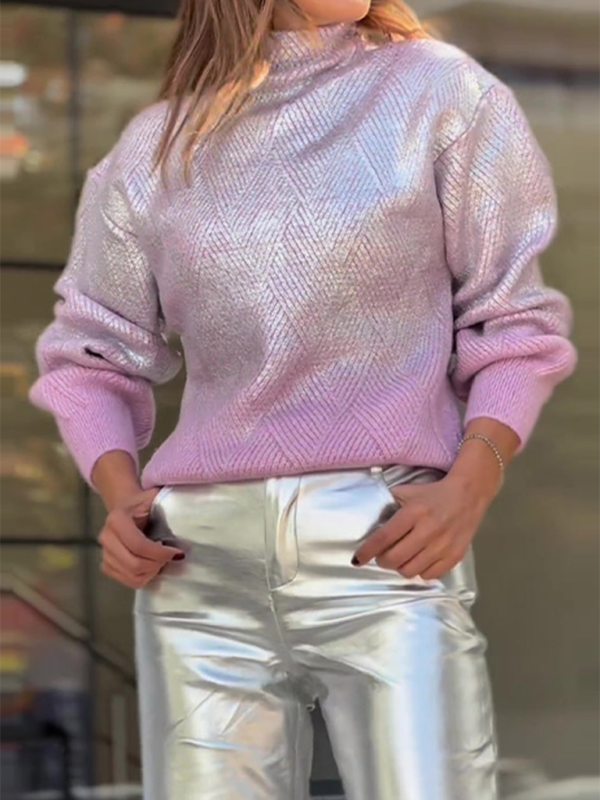 Loose Casual Silver-tone Sweater