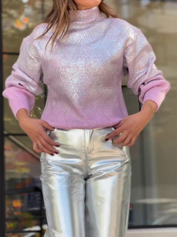 Loose Casual Silver-tone Sweater