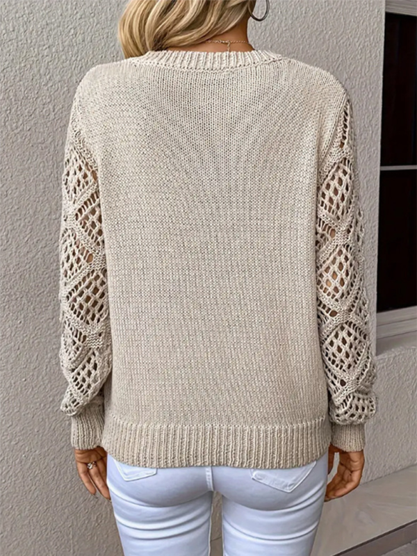 V-neck Hollow Long Sleeve Sweater