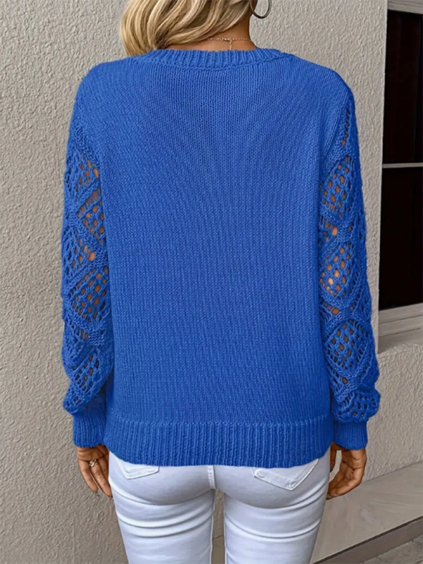 V-neck Hollow Long Sleeve Sweater