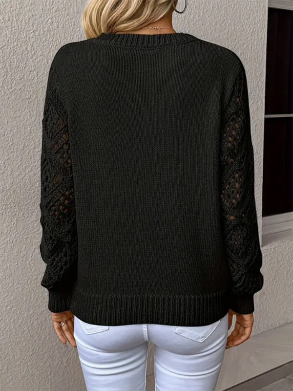 V-neck Hollow Long Sleeve Sweater