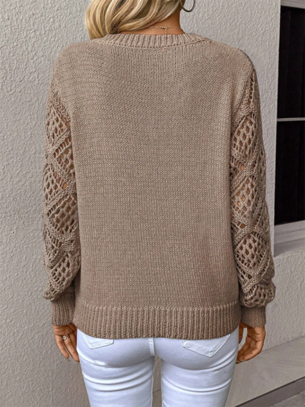 V-neck Hollow Long Sleeve Sweater