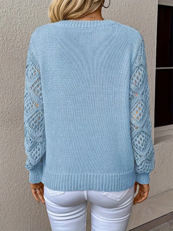 V-neck Hollow Long Sleeve Sweater