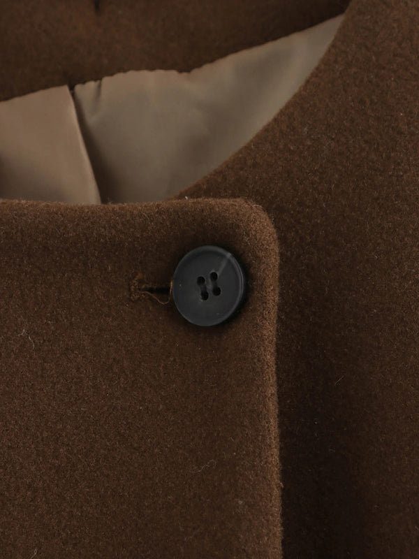 Thick Woolen Button-detail Short Jacket