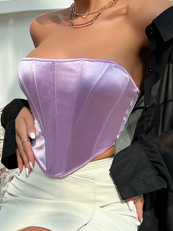 Satin Strapless Fishbone Corset Top