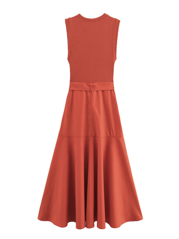 Sleeveless Belted A-line Midi Dress