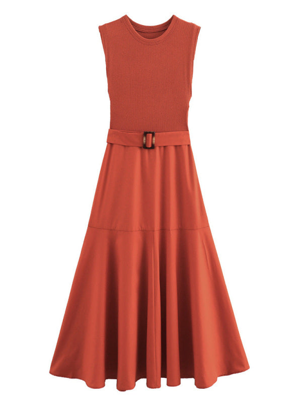 Sleeveless Belted A-line Midi Dress