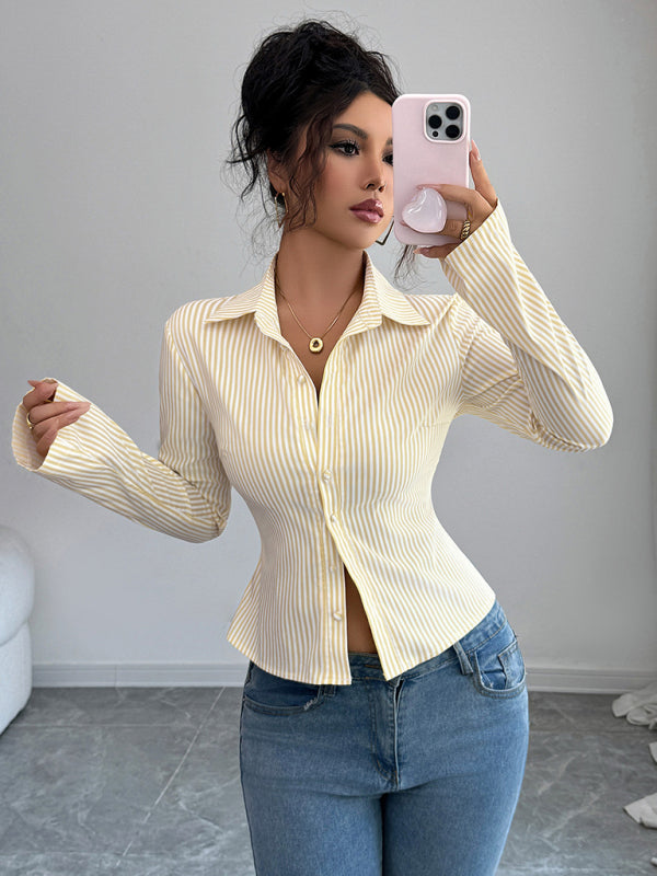 Striped Long Sleeve Button-Down Shirt
