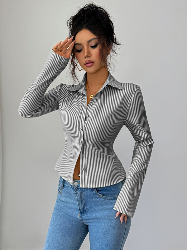 Striped Long Sleeve Button-Down Shirt