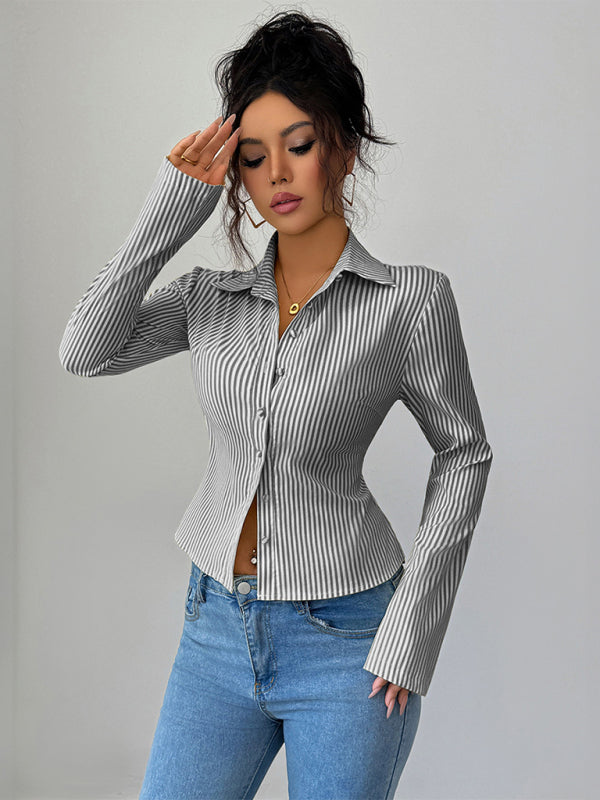 Striped Long Sleeve Button-Down Shirt