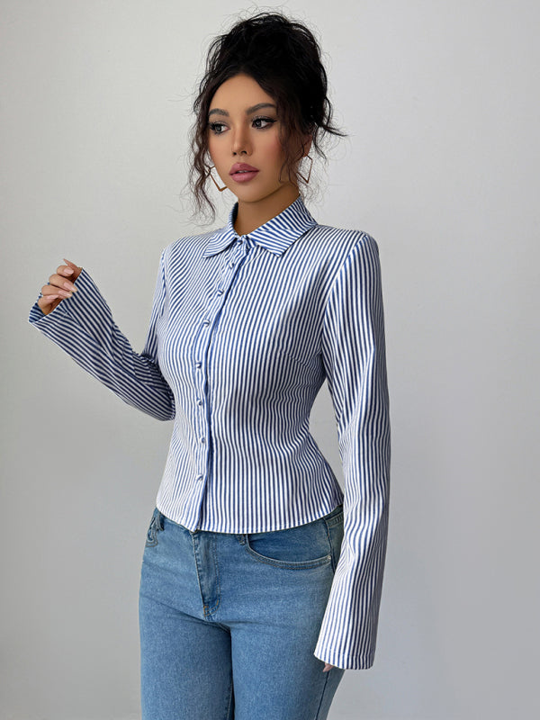 Striped Long Sleeve Button-Down Shirt