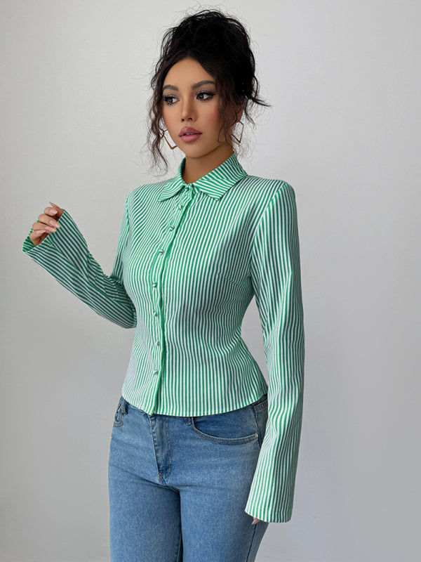 Striped Long Sleeve Button-Down Shirt