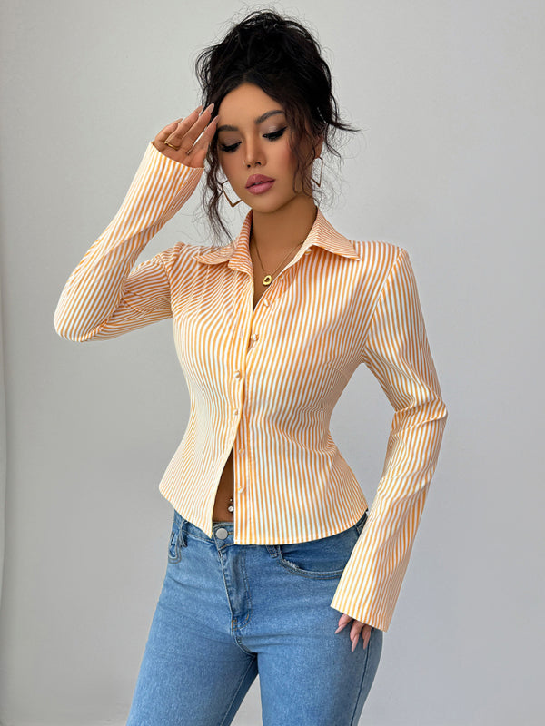 Striped Long Sleeve Button-Down Shirt