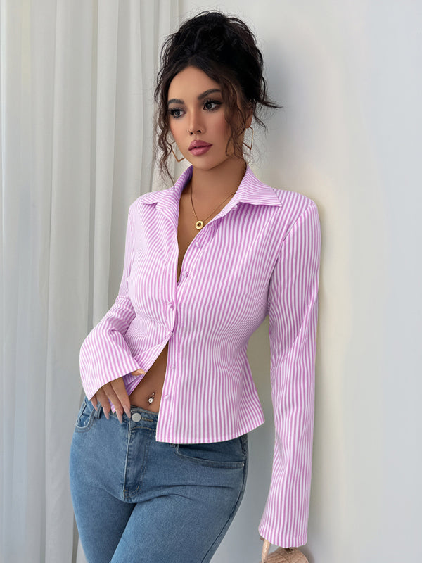 Striped Long Sleeve Button-Down Shirt