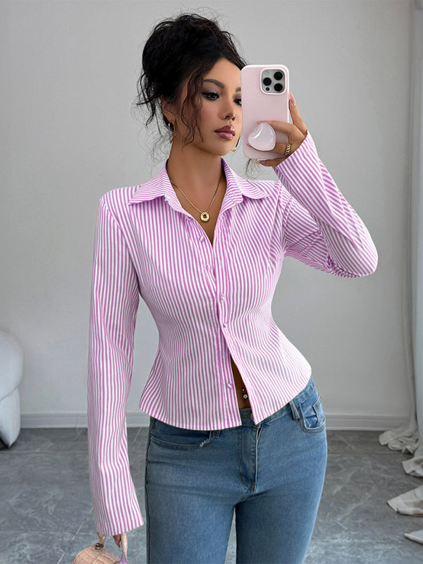 Striped Long Sleeve Button-Down Shirt
