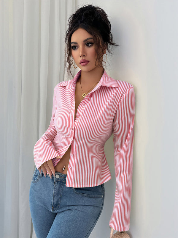 Striped Long Sleeve Button-Down Shirt