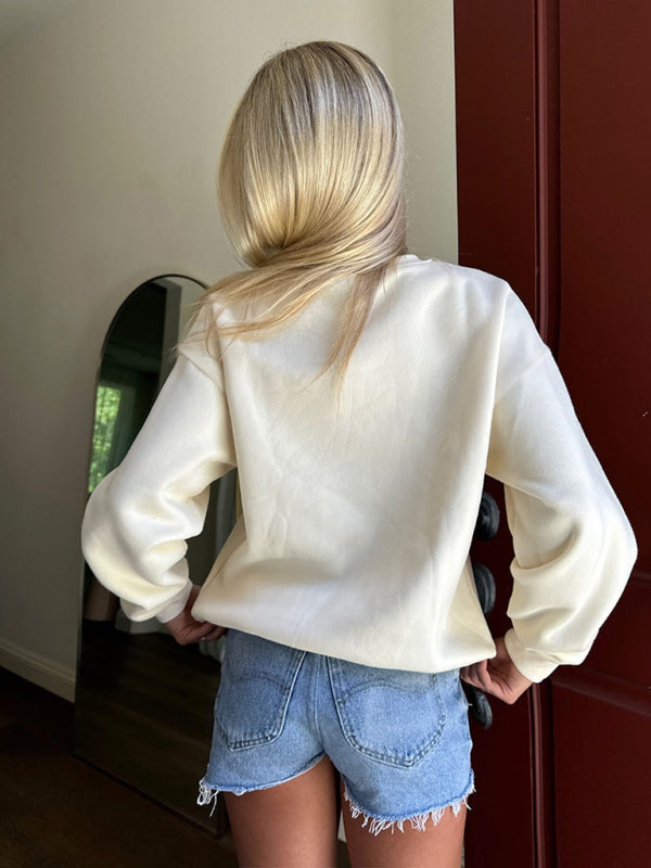 Bow print Round-neck Long-sleeve Sweatshirt