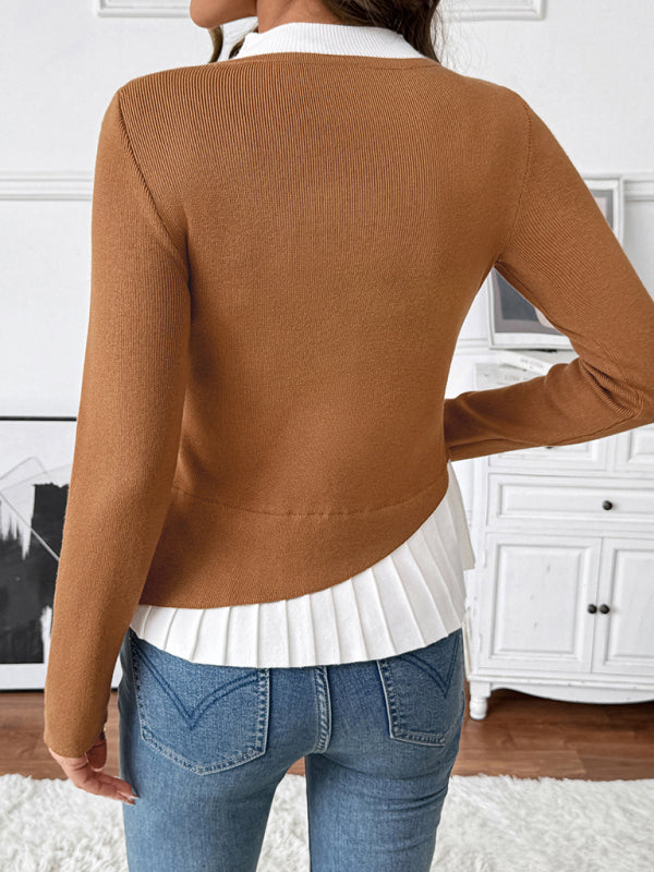 Knit Contrast Color Pullover Sweater