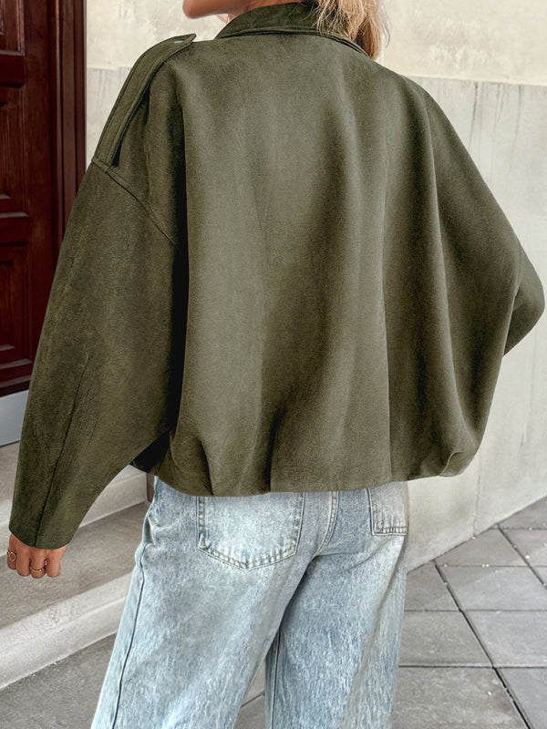 Lapel Collar Bomber Short Jacket