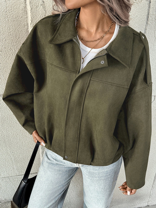 Lapel Collar Bomber Short Jacket