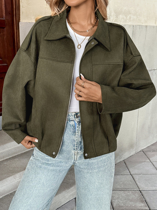 Lapel Collar Bomber Short Jacket