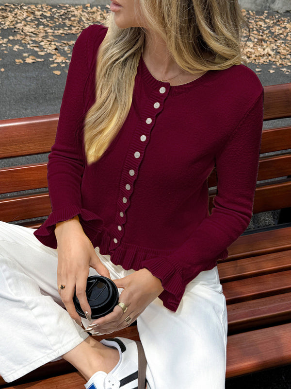 Ruffle Long Sleeve Cardigan