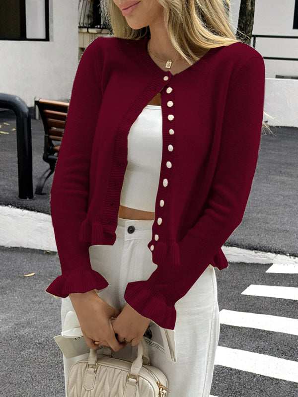 Ruffle Long Sleeve Cardigan