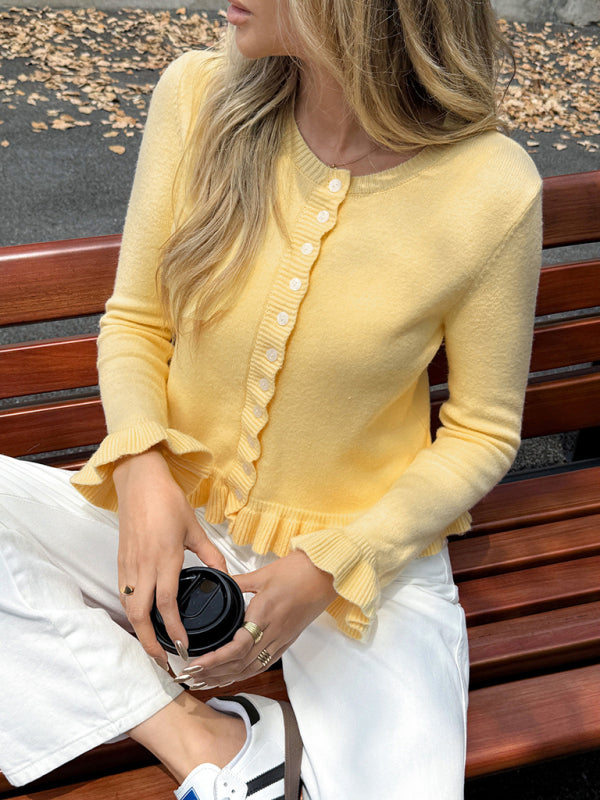 Ruffle Long Sleeve Cardigan