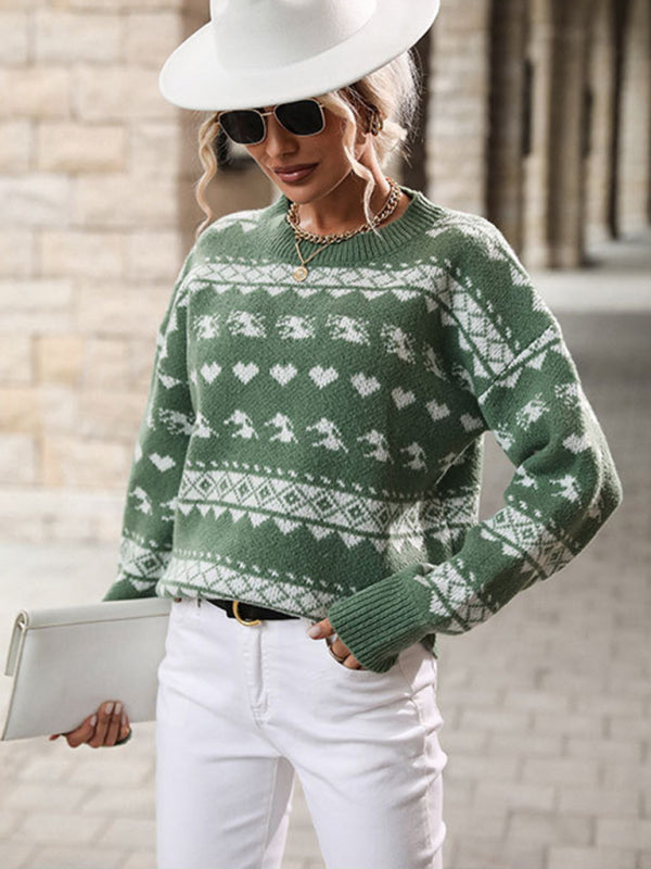 Christmas Print Jacquard Knitted Sweater