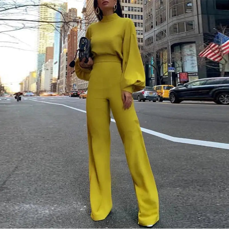 Flared Long Sleeve Jumpsuit