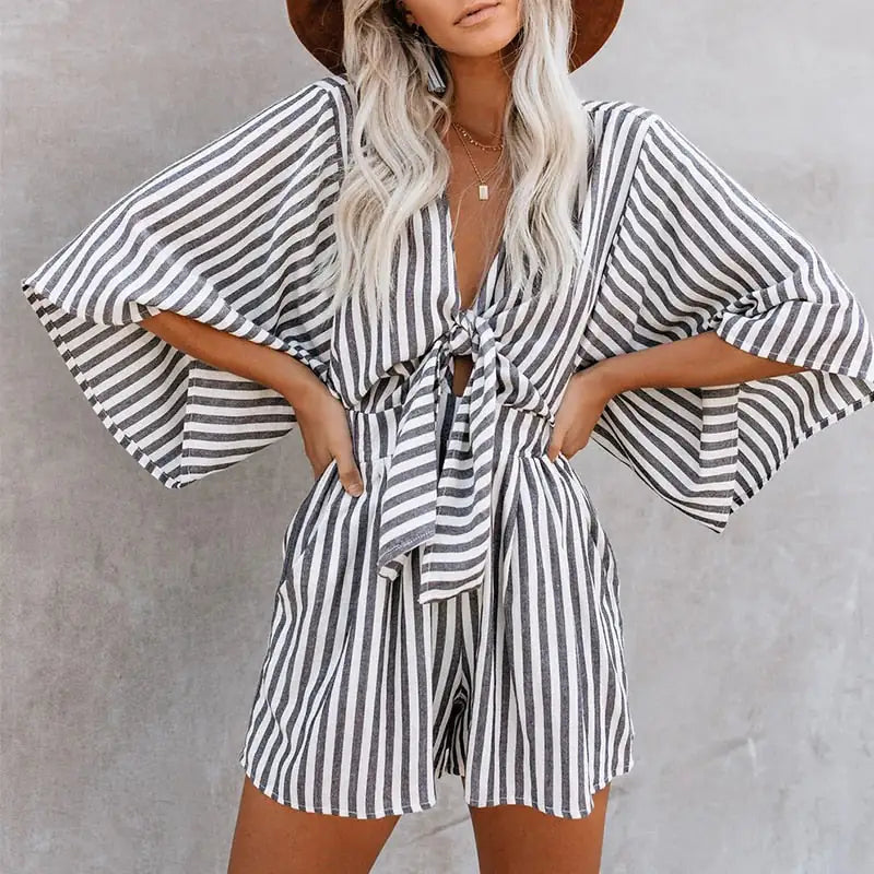 Bat Sleeves Shorts Jumpsuit