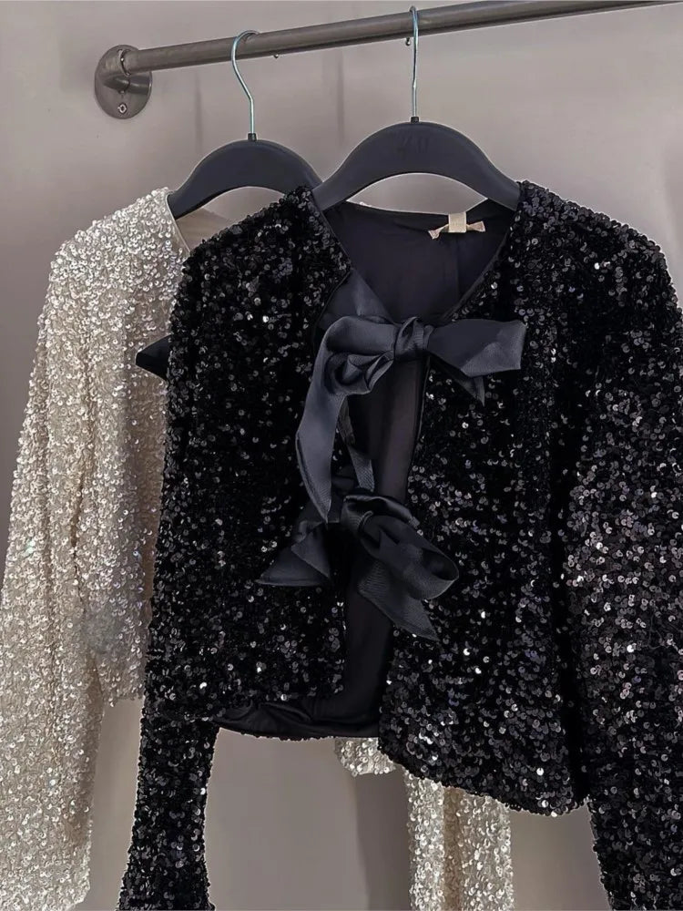 Sequin Bow Short Jacket