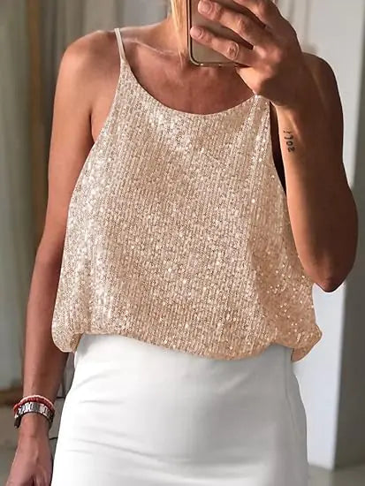 Sequin V-Neck Top