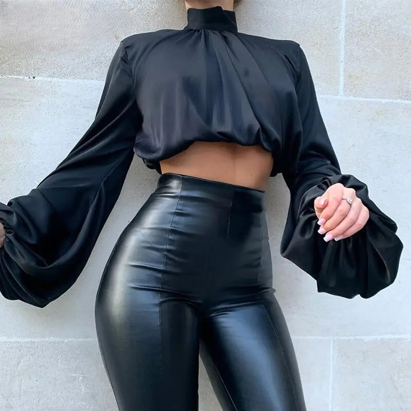 Satin High Neck Blouse