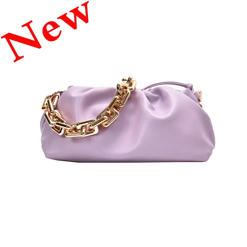 Chain Strap Soft PU Leather Cloud Bag