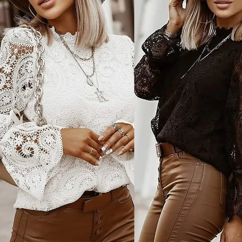 Lace Lantern Long Sleeve Blouse