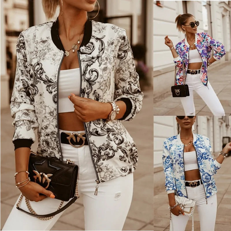 Floral Print Long Sleeve Jacket