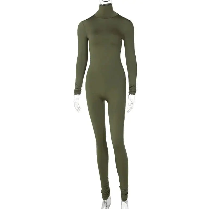 Turtle-neck Long Sleeve Jumpsuit