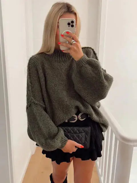 Knitted Over-sized Long Sleeve Sweater