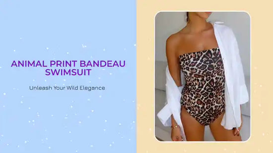 Animal Print Bandeau Swimsuit by@Outfy